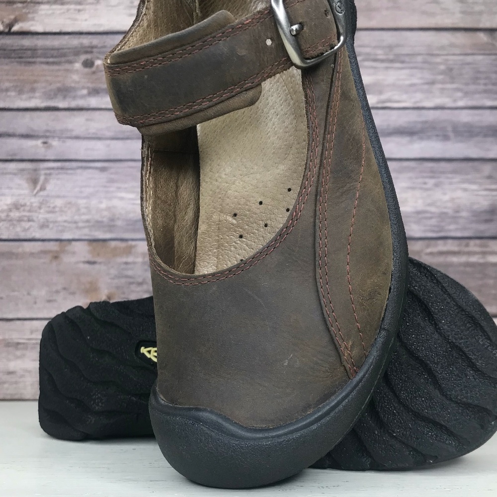 Keen Mary Jane Brown Leather Nubuck Shoes Sandals - Picture 4 of 8